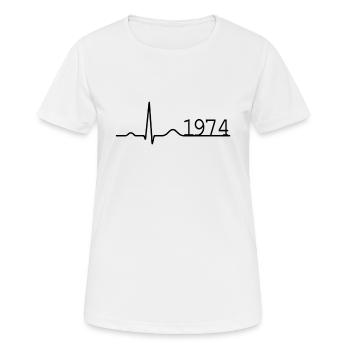 Heartbeat Minimal Birthday Vintage 1974 Ligne - T-shirt respirant Femme - blanc - Devant - AI Model Female 172 dark (172cm)