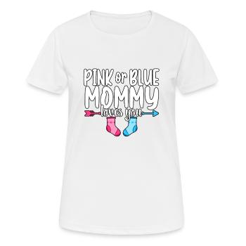 Pink Or Blue Mommy Loves You Gender Reveal - Women's Breathable T-Shirt - white - Front - AI Model Female 172 dark (172cm)