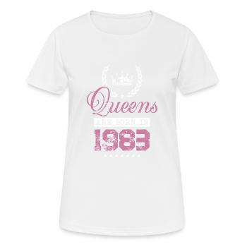 Queens born in 1983 - Frauen T-Shirt atmungsaktiv - Weiß - Vorne - AI Model Female 172 dark (172cm)