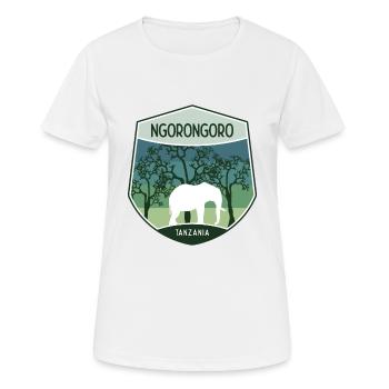 Ngorongoro - Tanzanie - T-shirt respirant Femme - blanc - Devant - AI Model Female 172 dark (172cm)