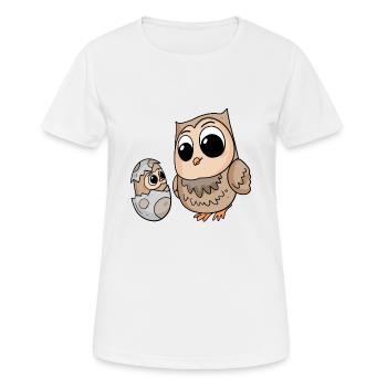 Eule mit Baby Eule - Frauen T-Shirt atmungsaktiv - Weiß - Vorne - AI Model Female 172 dark (172cm)
