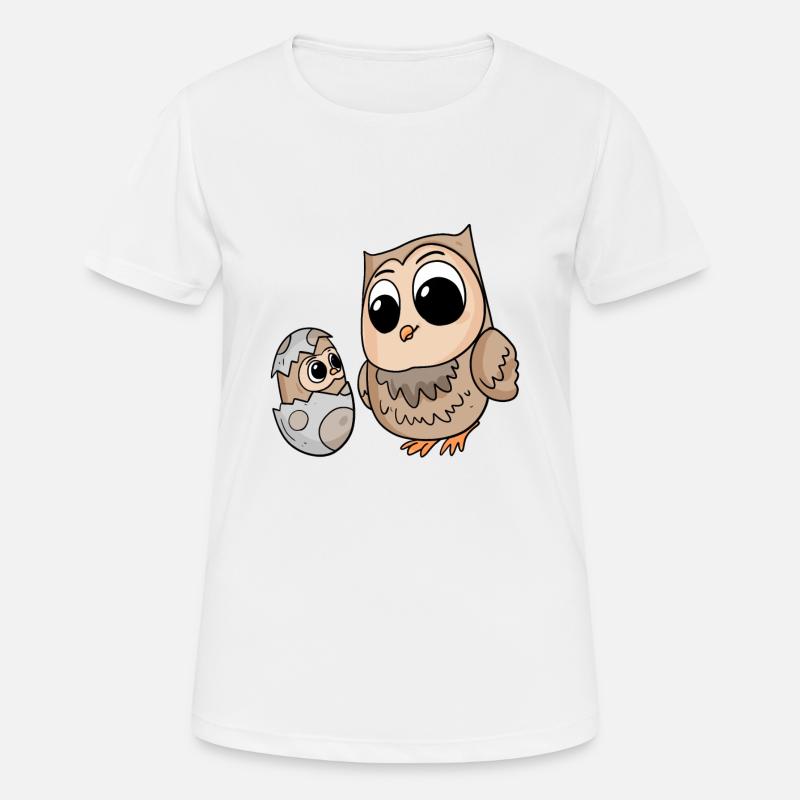 Eule mit Baby Eule - Frauen T-Shirt atmungsaktiv - Weiß