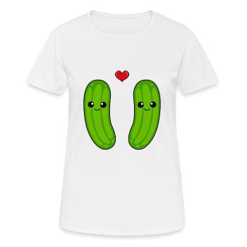 Gurke Paar Liebe Comic - Frauen T-Shirt atmungsaktiv - Weiß - Vorne - AI Model Female 172 dark (172cm)