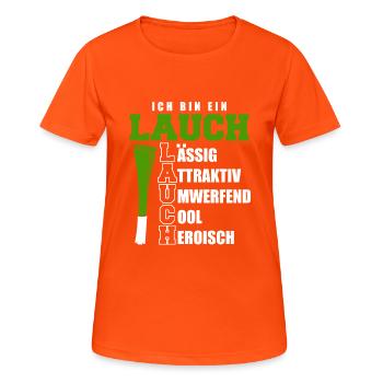 Funny Leek Leek Bar Fitness - Frauen T-Shirt atmungsaktiv - Neonorange - Vorne - AI Model Female 172 dark (172cm)