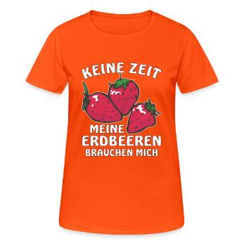 MEINE ERDBEEREN BRAUCHEN MICH - Frauen T-Shirt atmungsaktiv - Neonorange - Vorne - AI Model Female 172 dark (172cm)
