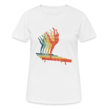 Chica gimnasta en la viga de equilibrio Retro - T-shirt respirant Femme - blanc - Devant - AI Model Female 172 dark (172cm)