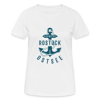 Rostock Hanseatic City Baltic Sea Anchor Moin North German - Women's Breathable T-Shirt - white - Front - AI Model Female 172 dark (172cm)