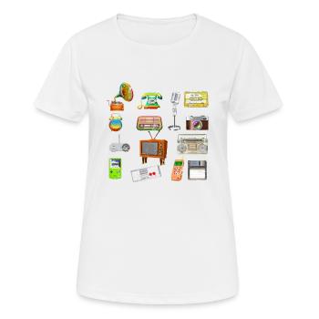 Retro 80s vinyl record cassette recorder - Women's Breathable T-Shirt - white - Front - AI Model Female 172 dark (172cm)
