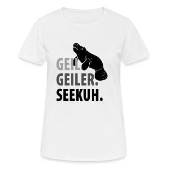 Seekühe Lustige Seekuh - Frauen T-Shirt atmungsaktiv - Weiß - Vorne - AI Model Female 172 dark (172cm)