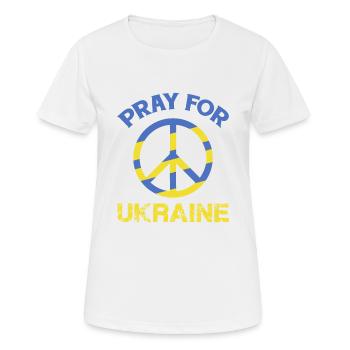 Priez pour le symbole de paix de l’Ukraine en bleu et jaune - T-shirt respirant Femme - blanc - Devant - AI Model Female 172 dark (172cm)