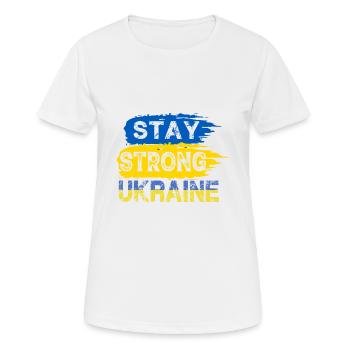 Restez fort Ukraine Drapeau Bleu et Jaune Paix - T-shirt respirant Femme - blanc - Devant - AI Model Female 172 dark (172cm)