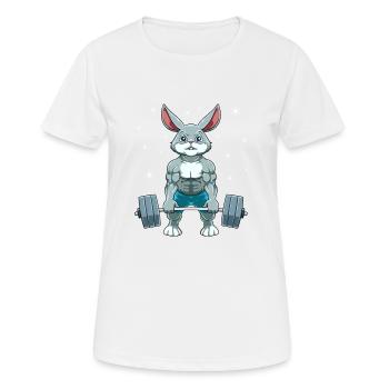 Hase Gewichtheben Fitness-Studio - Frauen T-Shirt atmungsaktiv - Weiß - Vorne - AI Model Female 172 dark (172cm)