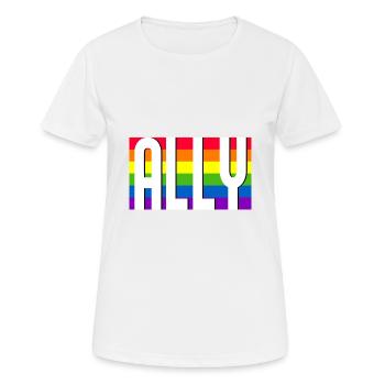 Ally LGBT Pride Month Gay Bi Trans - Frauen T-Shirt atmungsaktiv - Weiß - Vorne - AI Model Female 172 dark (172cm)