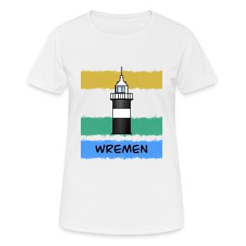 Leuchtturm kleiner Preuße Wremen - Frauen T-Shirt atmungsaktiv - Weiß - Vorne - AI Model Female 172 dark (172cm)