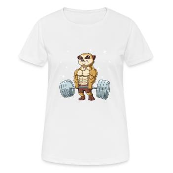 Erdmännchen Gewichtheben Fitness-Studio - Frauen T-Shirt atmungsaktiv - Weiß - Vorne - AI Model Female 172 dark (172cm)