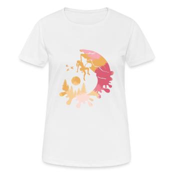 Kletterin am Berg mit Wald motiv - geschenkidee - Frauen T-Shirt atmungsaktiv - Weiß - Vorne - AI Model Female 172 dark (172cm)