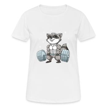 Waschbär Gewichtheben Fitness-Studio - Frauen T-Shirt atmungsaktiv - Weiß - Vorne - AI Model Female 172 dark (172cm)