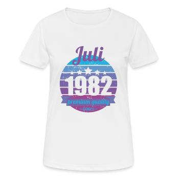 Geboren Juli 1982 40 Jahre 40er 40.Geburtstag - Frauen T-Shirt atmungsaktiv - Weiß - Vorne - AI Model Female 172 dark (172cm)