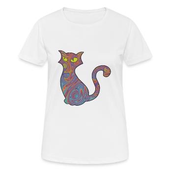 Psychedelic cat - Women's Breathable T-Shirt - white - Front - AI Model Female 172 dark (172cm)