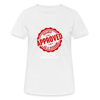 Tested 15 years married 15th wedding anniversary - Women's Breathable T-Shirt - white - Front - AI Model Female 172 dark (172cm)