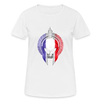 Casque Spartan France Drapeau - T-shirt respirant Femme - blanc - Devant - AI Model Female 172 dark (172cm)