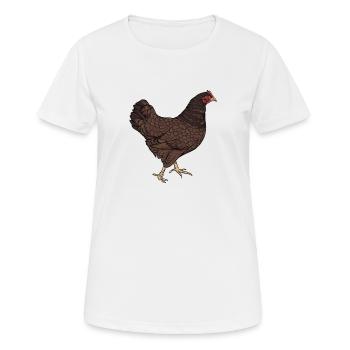 Barnevelder Huhn I Chicken Geflügel Motiv für - Frauen T-Shirt atmungsaktiv - Weiß - Vorne - AI Model Female 172 dark (172cm)