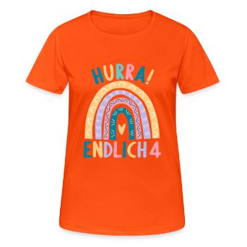 4 Jahre Geburtstagskind Regenbogen 4. Geburtstag - Frauen T-Shirt atmungsaktiv - Neonorange - Vorne - AI Model Female 172 dark (172cm)