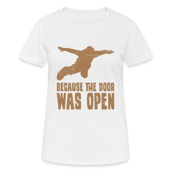 Fallschirmspringer Sprüche Because The Door Was - Frauen T-Shirt atmungsaktiv - Weiß - Vorne - AI Model Female 172 dark (172cm)