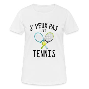 J'peux pas j'ai tennis cadeau humour sport tennis - T-shirt respirant Femme - blanc - Devant - AI Model Female 172 dark (172cm)