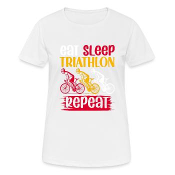 eat sleep thriathlon repeat - Frauen T-Shirt atmungsaktiv - Weiß - Vorne - AI Model Female 172 dark (172cm)