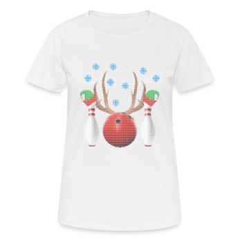 Funny Bowling Ugly Christmas T-Shirt Elf Hat Xmas - Frauen T-Shirt atmungsaktiv - Weiß - Vorne - AI Model Female 172 dark (172cm)