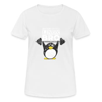 Do You Even Linux Bro Linux Pinguin hebt Gewichte - Frauen T-Shirt atmungsaktiv - Weiß - Vorne - AI Model Female 172 dark (172cm)