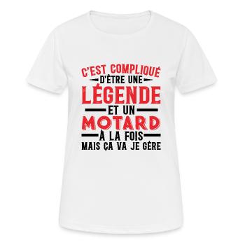Je Suis Une Légende Et Un Motard - T-shirt respirant Femme - blanc - Devant - AI Model Female 172 dark (172cm)