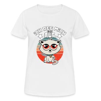 Süße Katze ''Ich reg mich nicht auf'' - Frauen T-Shirt atmungsaktiv - Weiß - Vorne - AI Model Female 172 dark (172cm)