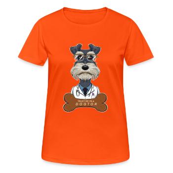 Schnauzer miniature vétérinaire Trust Me Im A - T-shirt respirant Femme - orange néon - Devant - AI Model Female 172 dark (172cm)