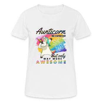 Aunticorn Einhorn für Tante und Patentante - Frauen T-Shirt atmungsaktiv - Weiß - Vorne - AI Model Female 172 dark (172cm)