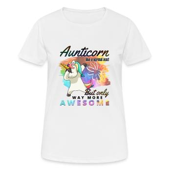 Aunticorn Einhorn für Tante und Patentante - Frauen T-Shirt atmungsaktiv - Weiß - Vorne - AI Model Female 172 dark (172cm)