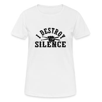 Ich zerstöre das Silence Drummer Batteriegeschenk - Frauen T-Shirt atmungsaktiv - Weiß - Vorne - AI Model Female 172 dark (172cm)
