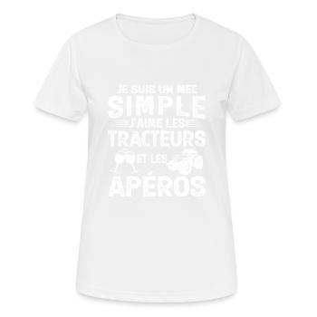 Un Mec Simple J'aime Les Tracteurs Et Les Apéros - T-shirt respirant Femme - blanc - Devant - AI Model Female 172 dark (172cm)