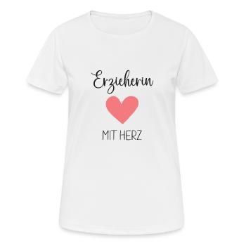Erzieherin mit Herz Kindergärtnerin Geschenk - Frauen T-Shirt atmungsaktiv - Weiß - Vorne - AI Model Female 172 dark (172cm)