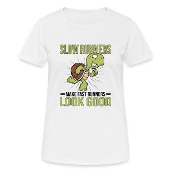 Coureurs de marathon en course semi-marathon - T-shirt respirant Femme - blanc - Devant - AI Model Female 172 dark (172cm)