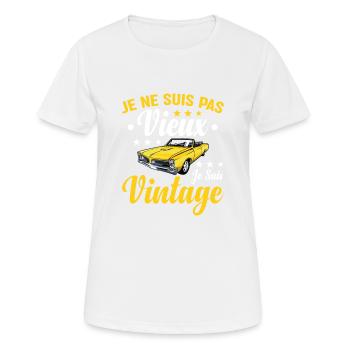 Je Suis Pas Vieux Je Suis Vintage - T-shirt respirant Femme - blanc - Devant - AI Model Female 172 dark (172cm)