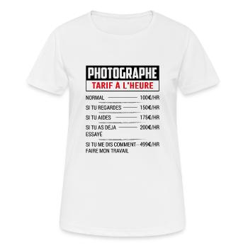 Tarif Horaire D'un Photographe - T-shirt respirant Femme - blanc - Devant - AI Model Female 172 dark (172cm)