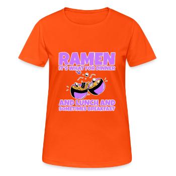 Ramen, pour le dîner et le déjeuner et le petit-déjeuner 2 - T-shirt respirant Femme - orange néon - Devant - AI Model Female 172 dark (172cm)