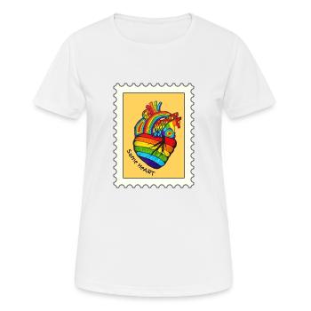 Cœur arc-en-ciel . - T-shirt respirant Femme - blanc - Devant - AI Model Female 172 dark (172cm)