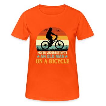 Never Underestimate An Old Man On A Bicycle - Women's Breathable T-Shirt - neon orange - Front - AI Model Female 172 dark (172cm)