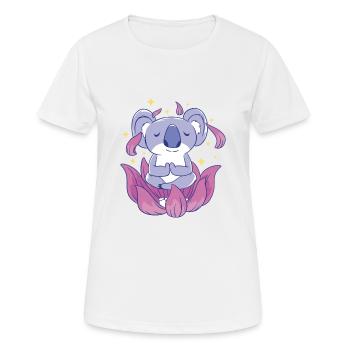 Koala médite dans la méditation de yoga aux fleurs de lotus - T-shirt respirant Femme - blanc - Devant - AI Model Female 172 dark (172cm)