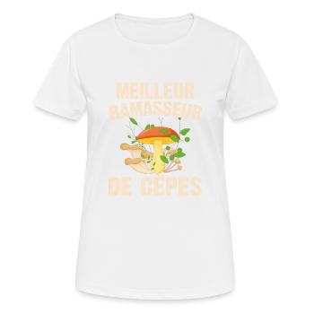 Meilleur Ramasseur De Cèpes Champignon Cadeau Cèpe - T-shirt respirant Femme - blanc - Devant - AI Model Female 172 dark (172cm)