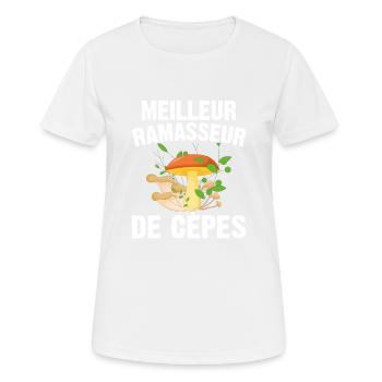 Meilleur Ramasseur De Cèpes Champignon Cadeau Cèpe - T-shirt respirant Femme - blanc - Devant - AI Model Female 172 dark (172cm)