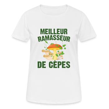 Meilleur Ramasseur De Cèpes Champignon Cadeau Cèpe - T-shirt respirant Femme - blanc - Devant - AI Model Female 172 dark (172cm)